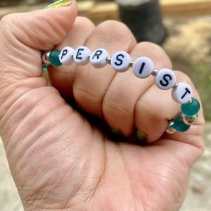 PERSIST Matte Sea Green & Silver Toned Beads